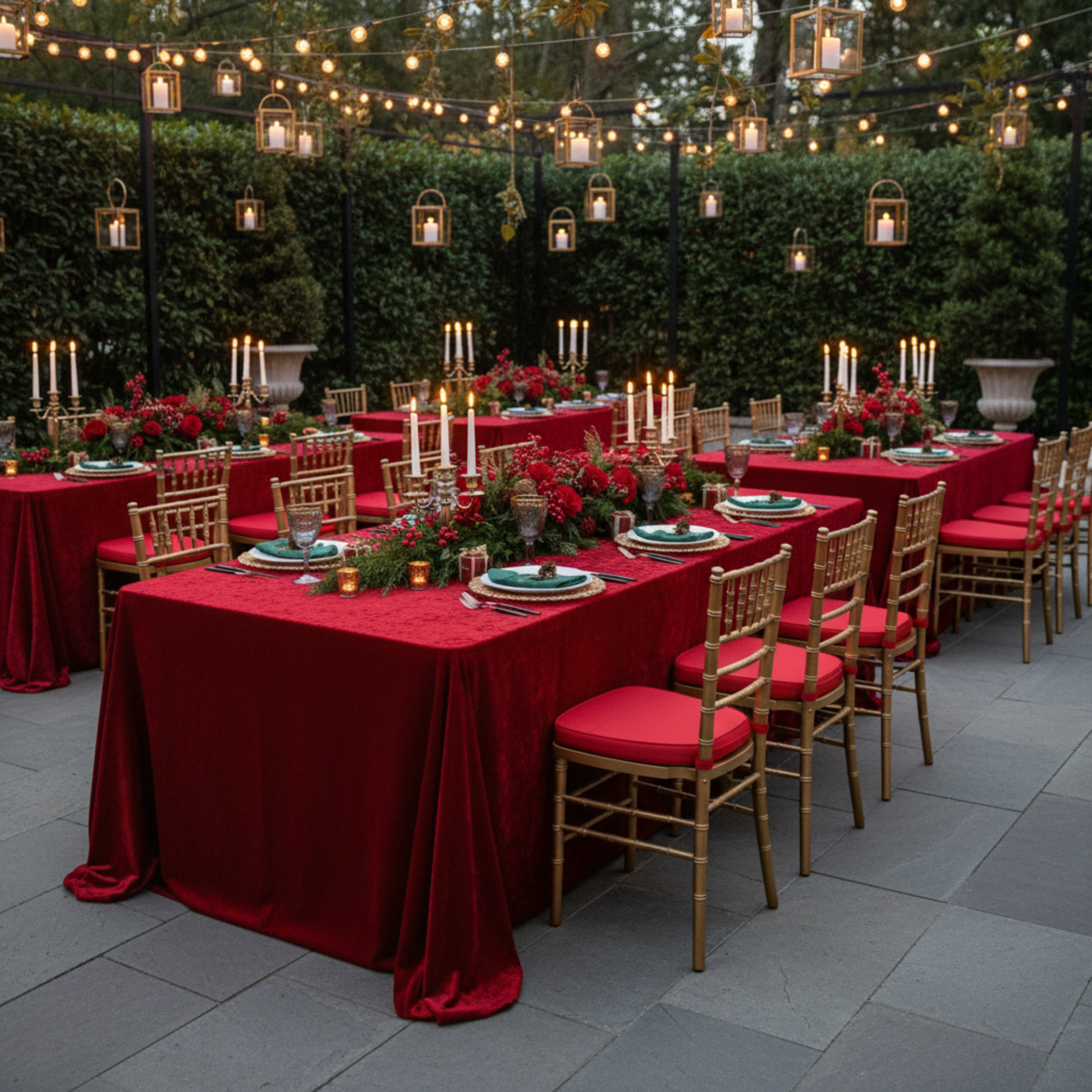 Holiday Outdoor Red Velvet 90x132 Rectangular Tablecloth 
