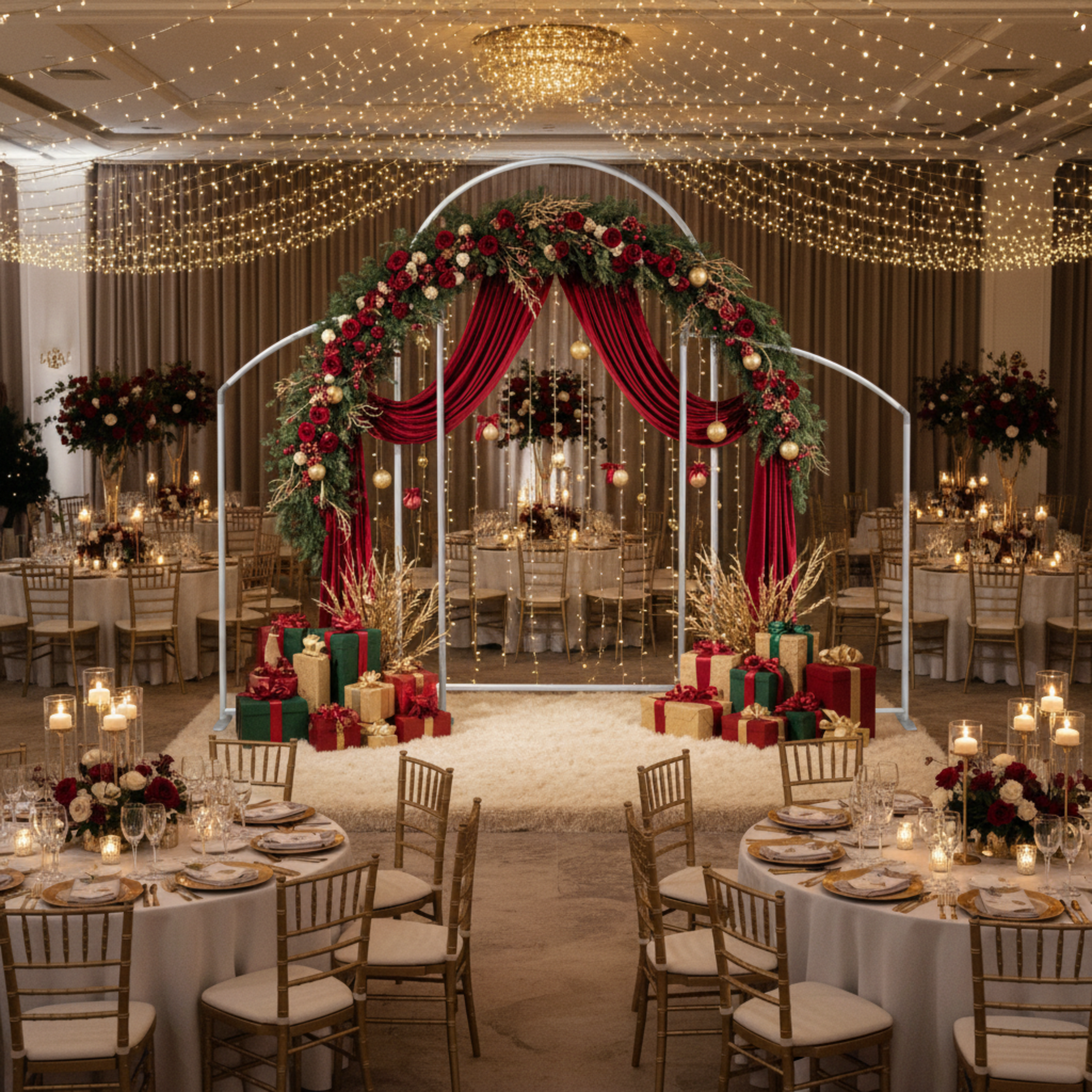Holiday Party Silver Heavy Duty Chiara Arch Frame Stands