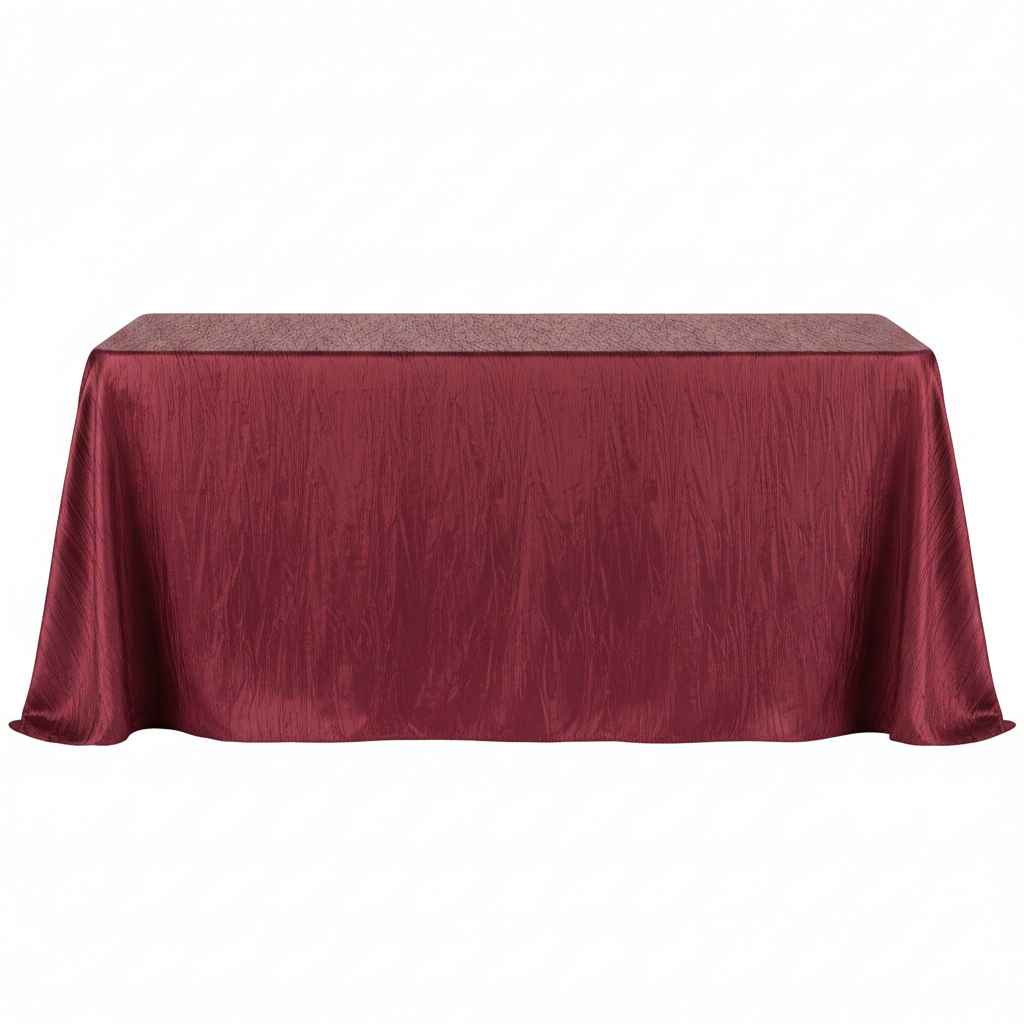 Accordion Crinkle Taffeta Tablecloth Burgundy - Front View