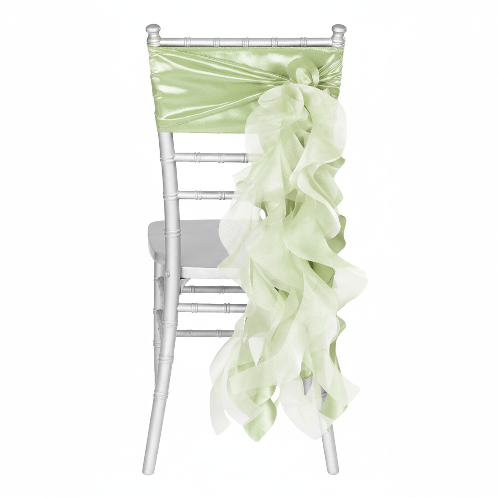 Curly Willow Chair Sash Sage Green - Front View Studio