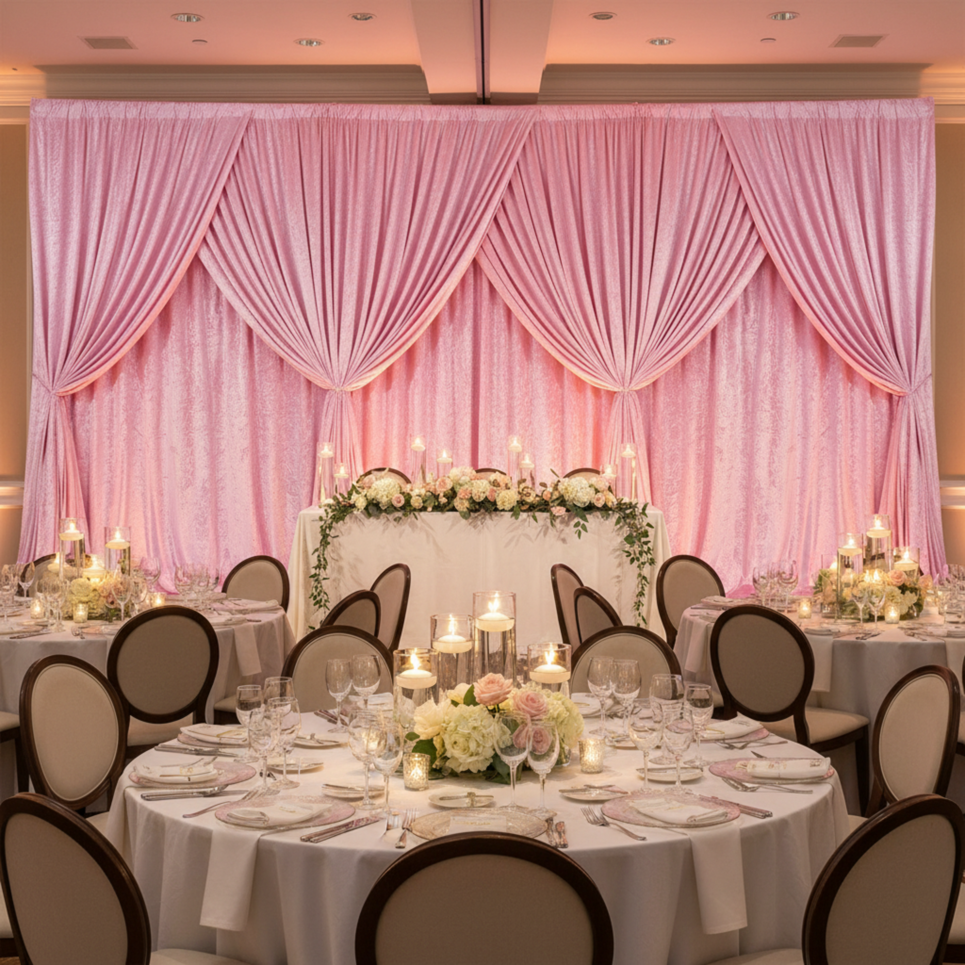 Indoor Baby Shower - Pink Velvet Backdrop