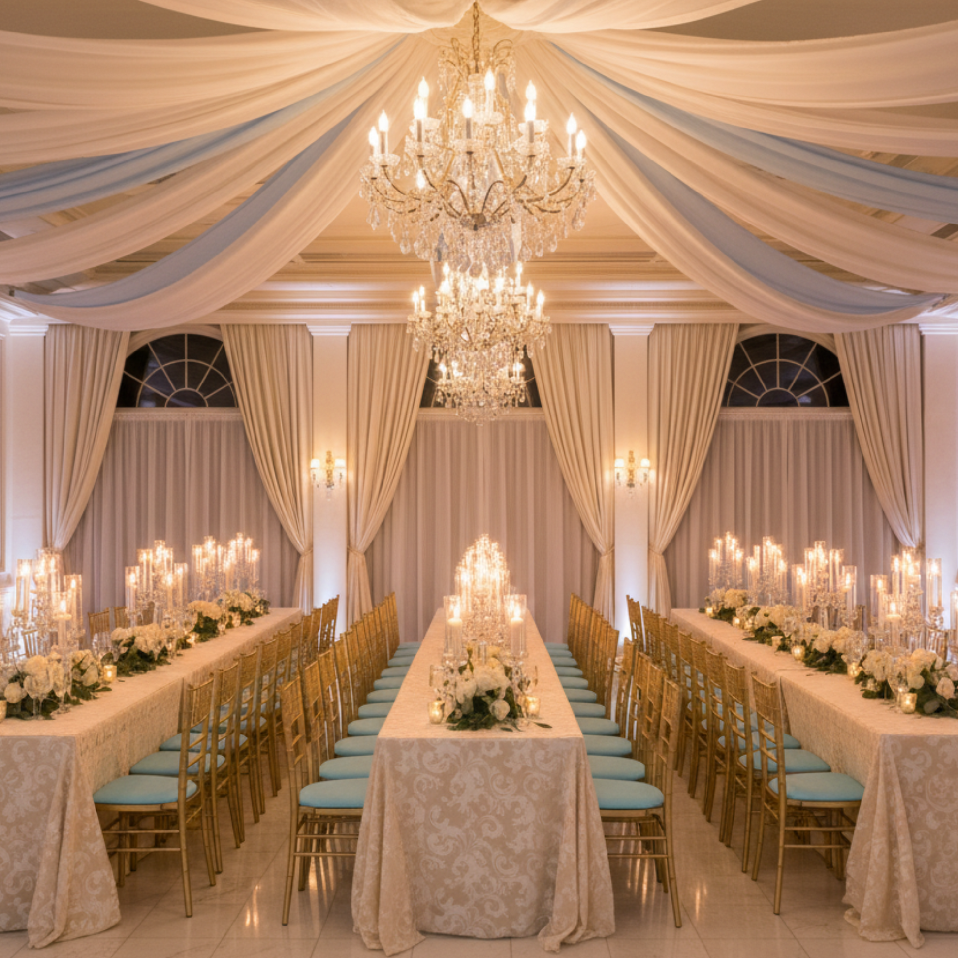 Indoor Ballroom - Baby Blue Chiavari Seat Pad Covers