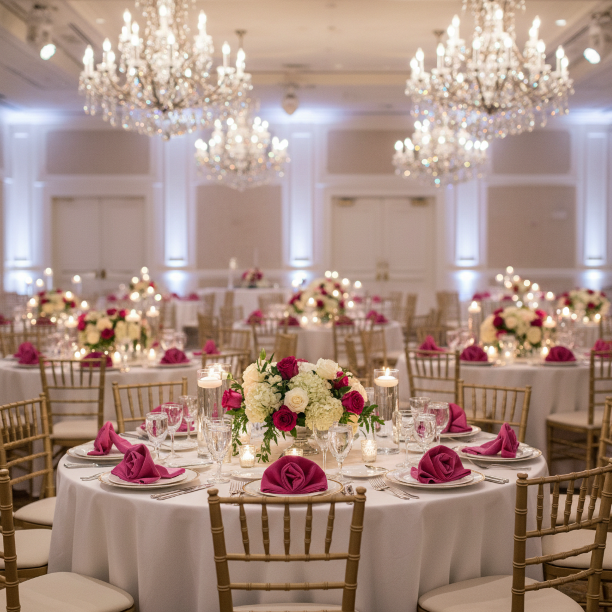 Indoor Ballroom Fuchsia Velvet 20x20 Linen Napkin 