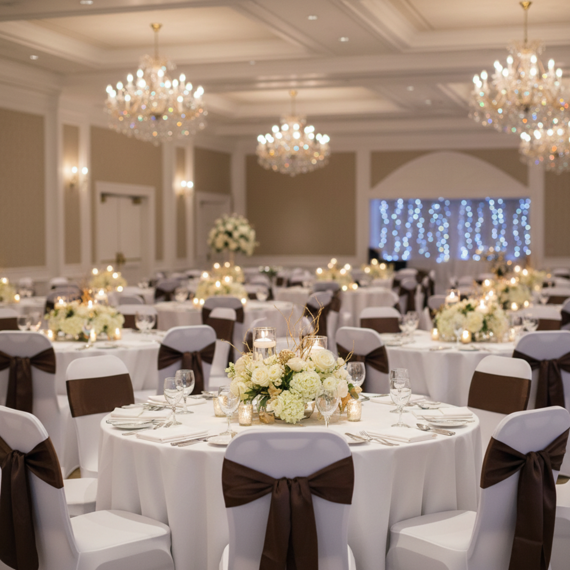 Indoor Ballroom Chocolate Brown Standard Satin Chair Sash 