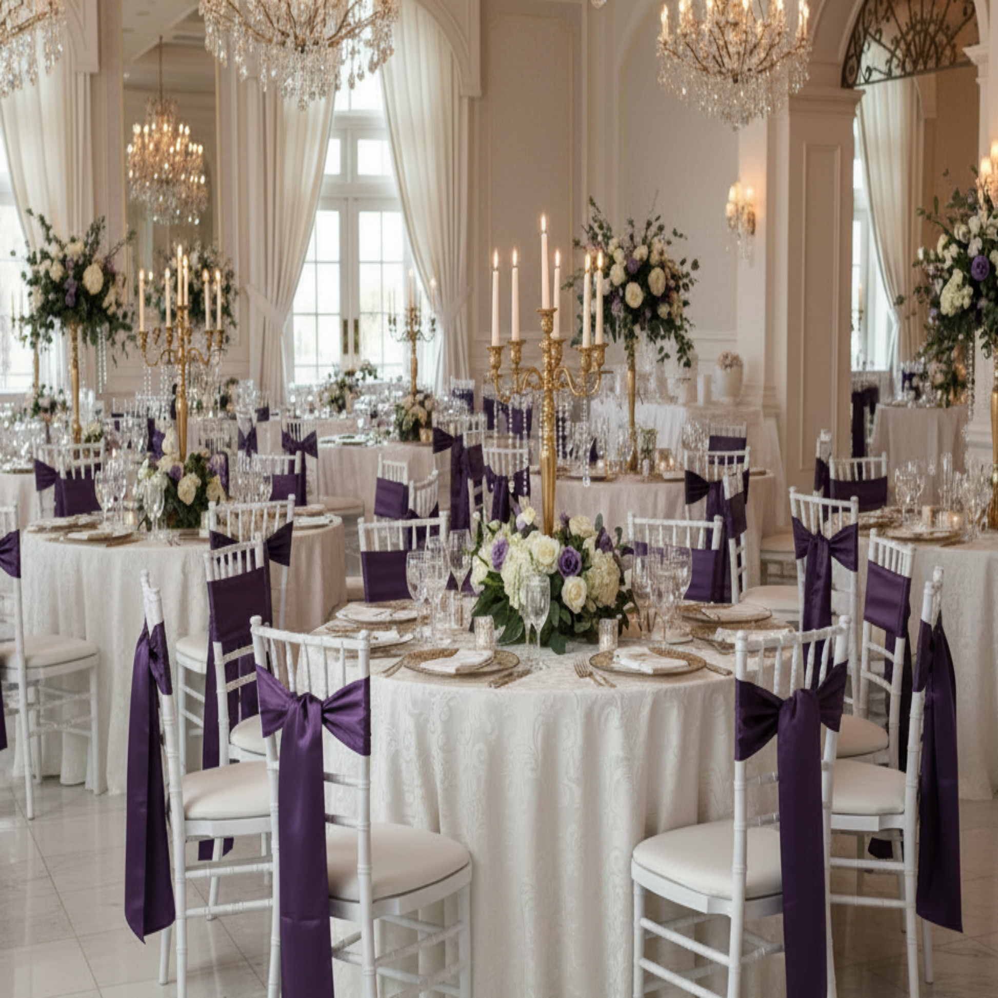 Indoor Ballroom -Eggplant/Plum Standard Satin Chair Sash 
