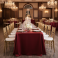 Indoor Ballroom Wedding Burgundy 90x156 Rectangular Satin Tablecloth 