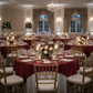 Indoor Ballroom Wedding Burgundy 72x72 Square Satin Table Overlay 
