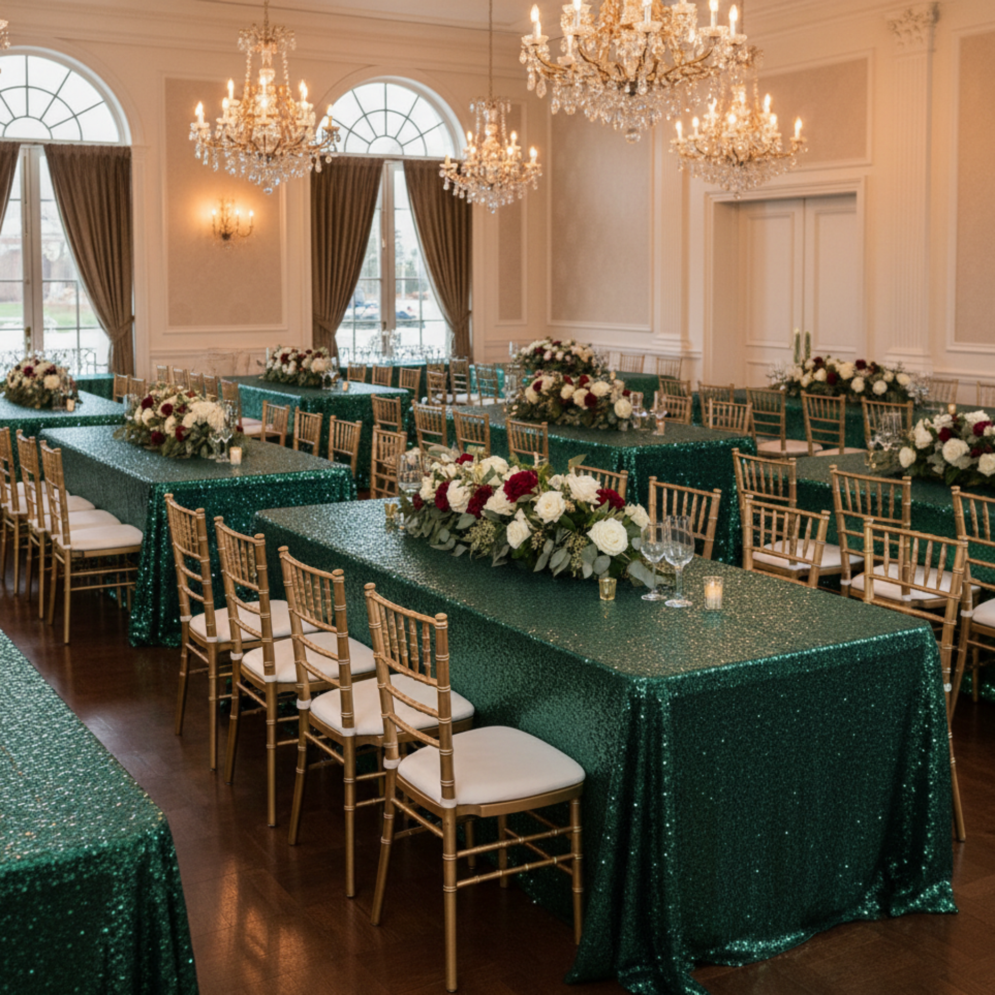 Indoor Banquet Event - Emerald Green Sequin