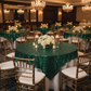 Indoor Banquet Hall with Emerald Green Sequin Overlays