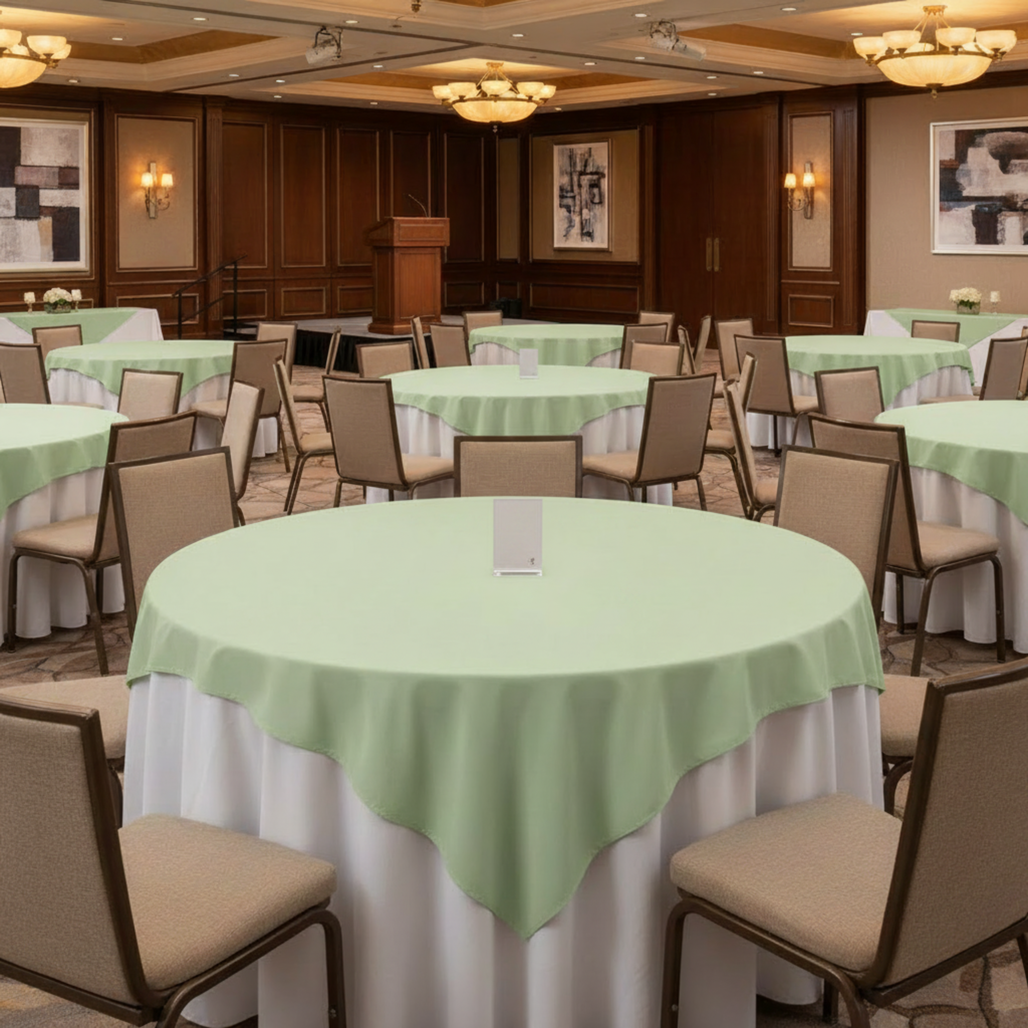 Indoor Banquet Hall with Table Displays
