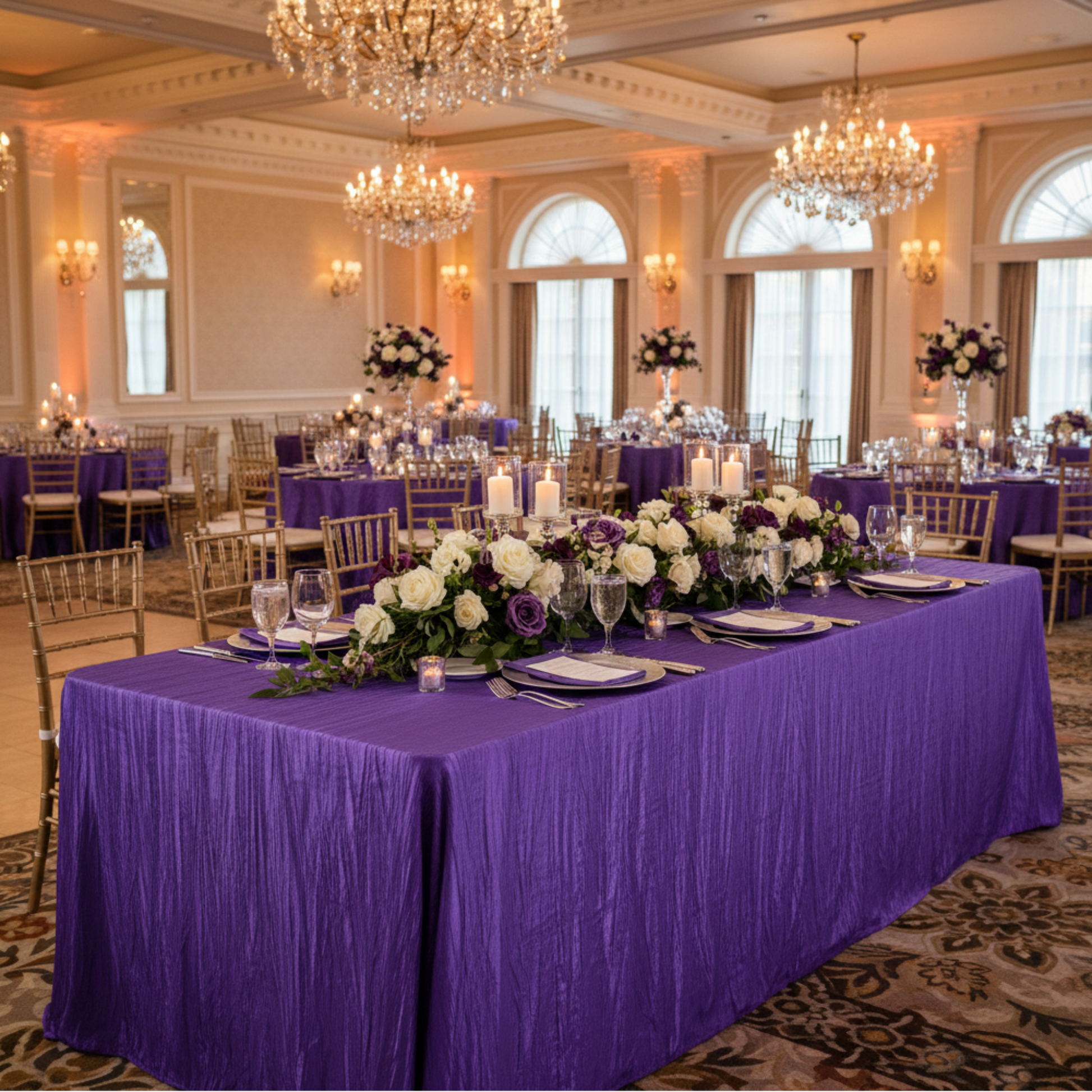 Indoor Banquet – Purple Accordion Crinkle Tablecloth
