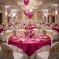 Indoor Birthday Party – Fuchsia Square 72x72 Satin Table Overlay 
