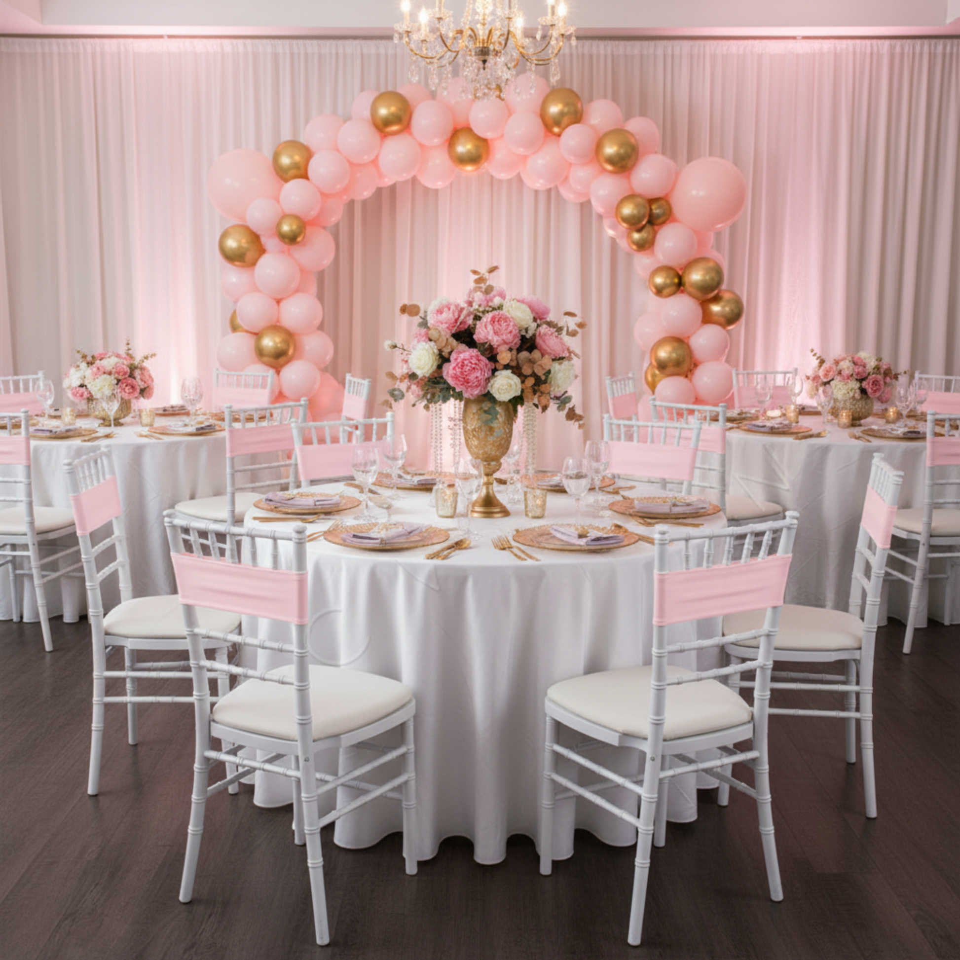 Indoor Birthday Party – Pink Spandex Chair Band