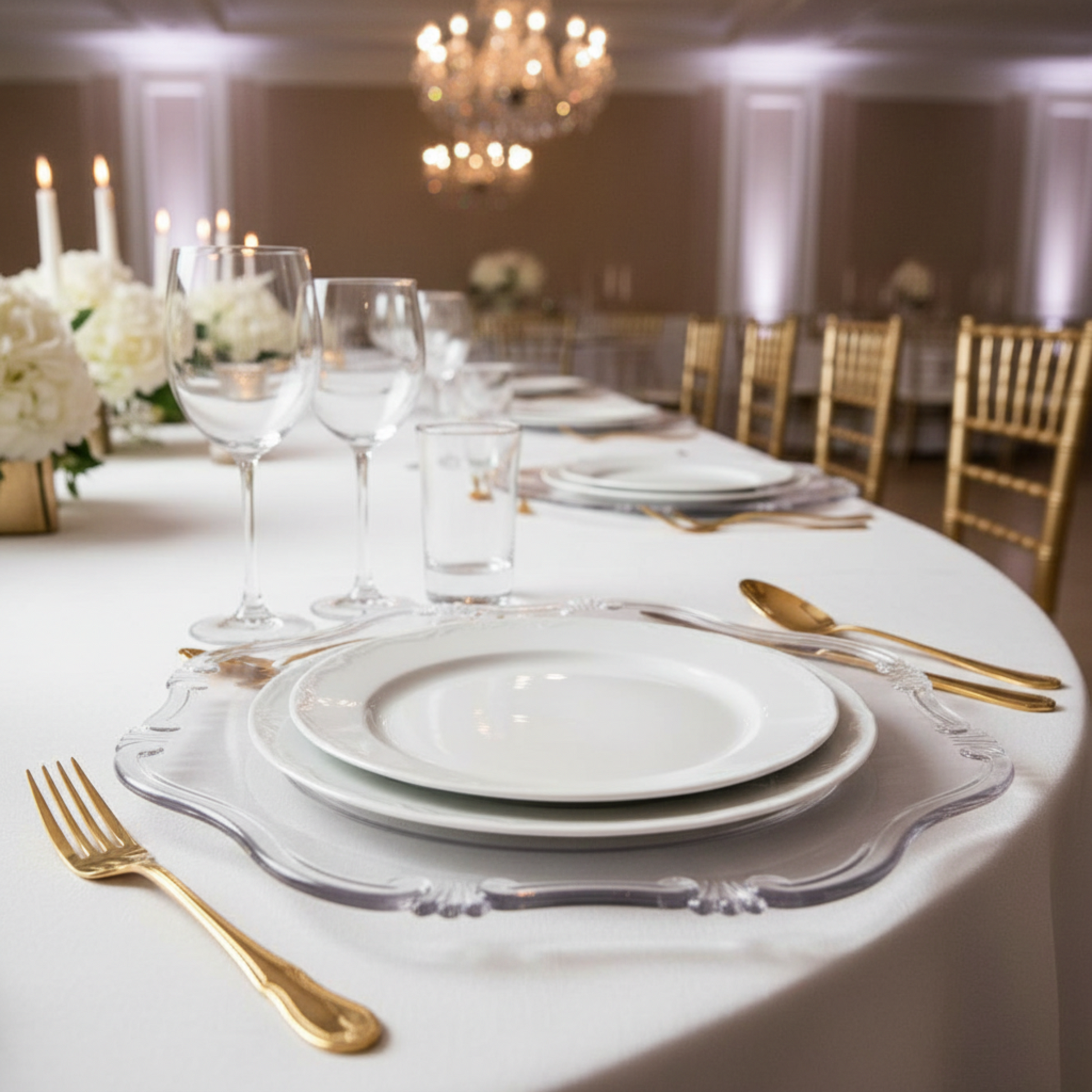 Indoor Banquet - Baroque Clear Charger Focal