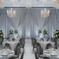 Indoor Corporate Banquet with Silver Velvet Drape