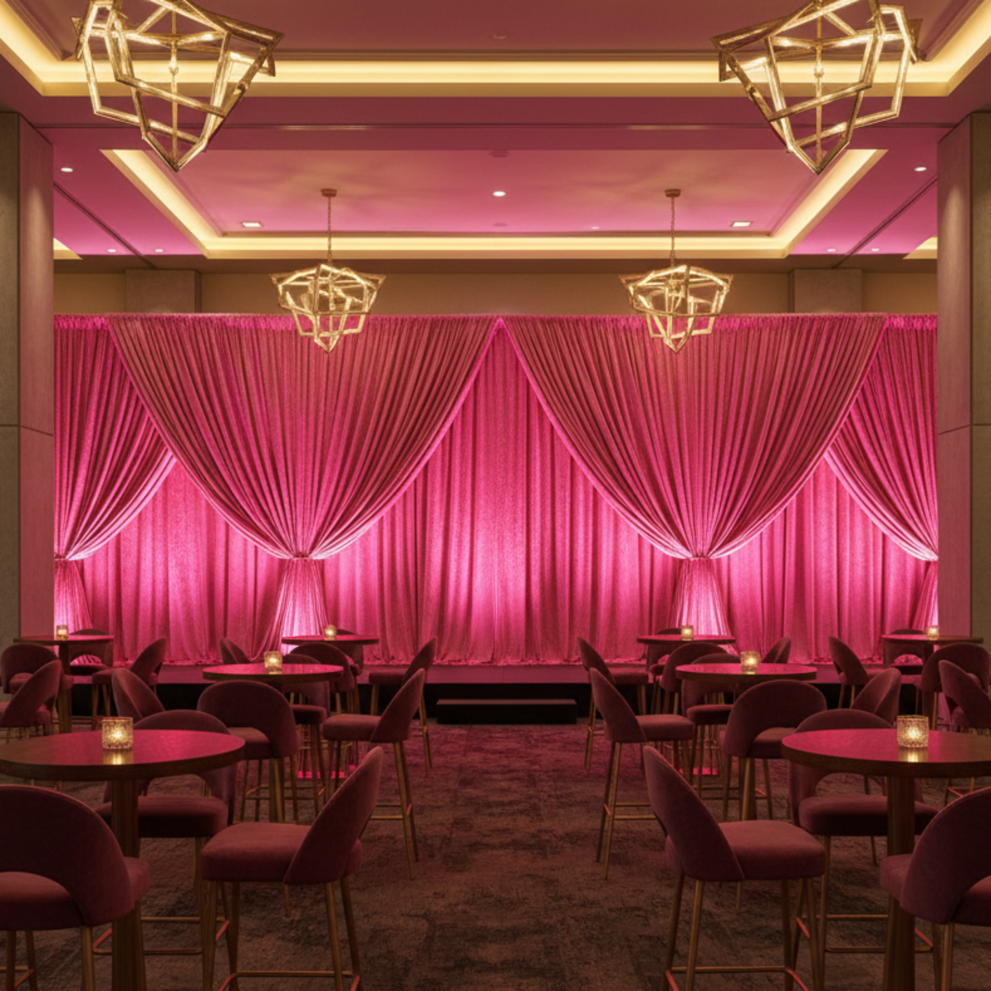 Indoor Corporate Gala - Fuchsia Velvet Drape