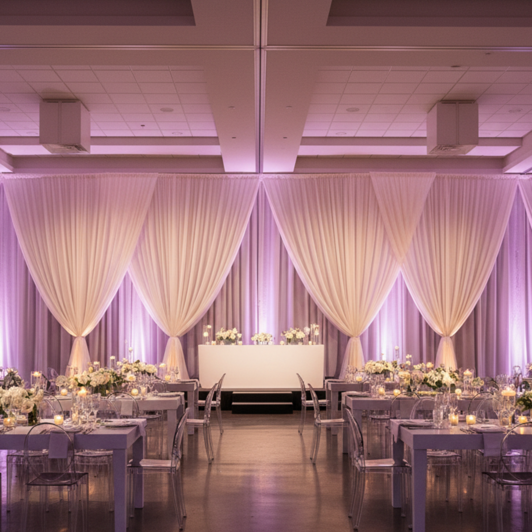 Indoor Corporate Gala – Ivory Drape Stage Backdrop