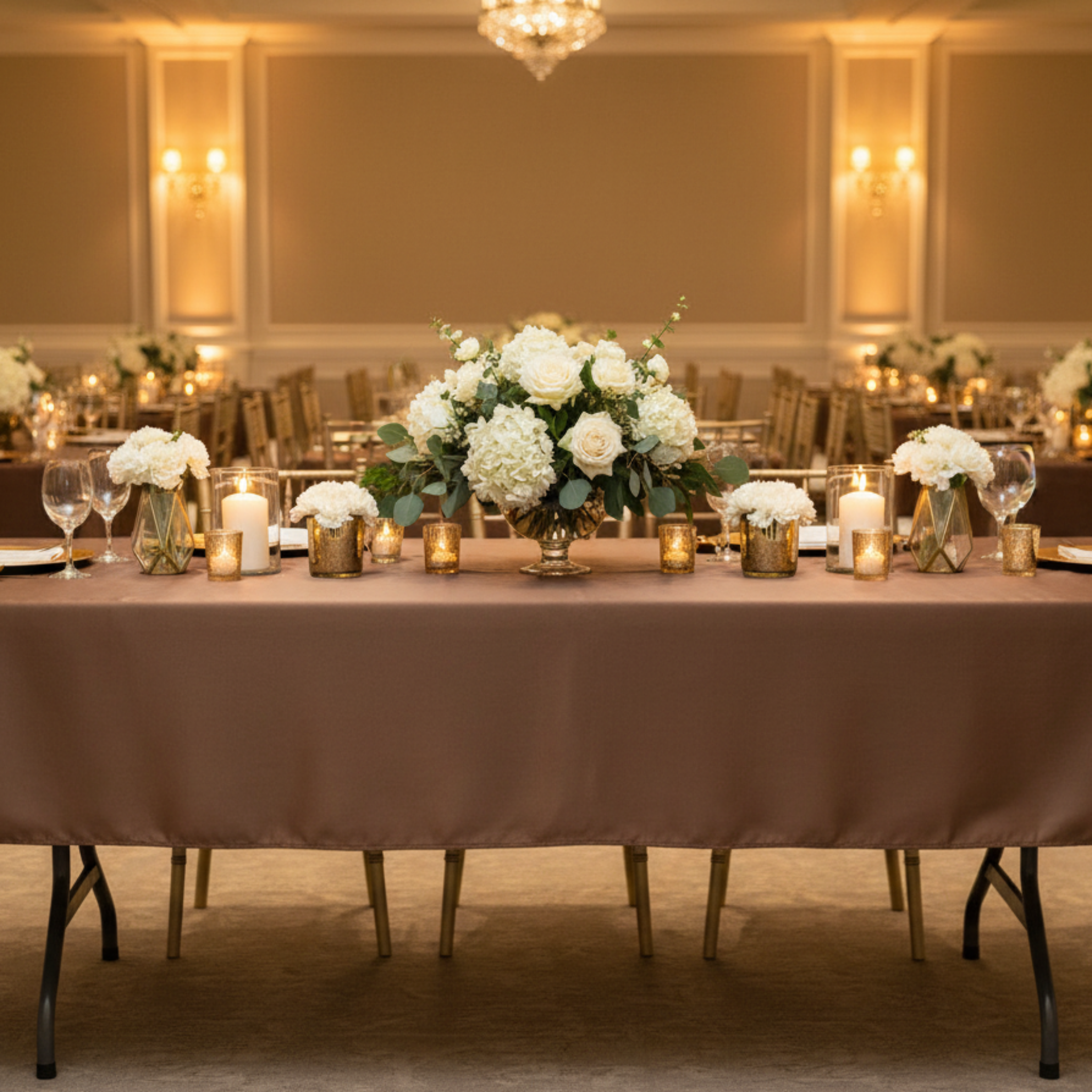 Indoor event venue front view with displays