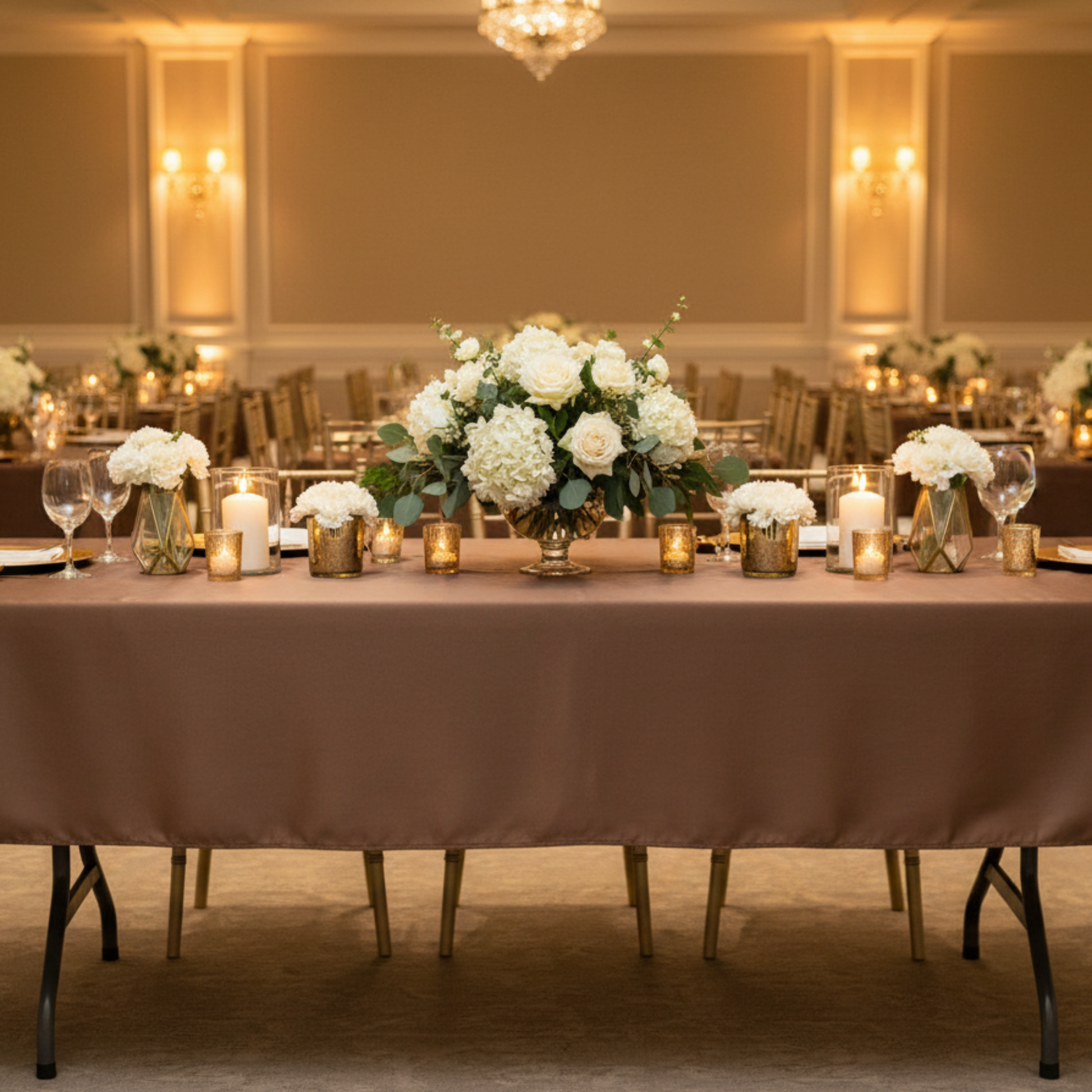 Indoor event venue front view with displays