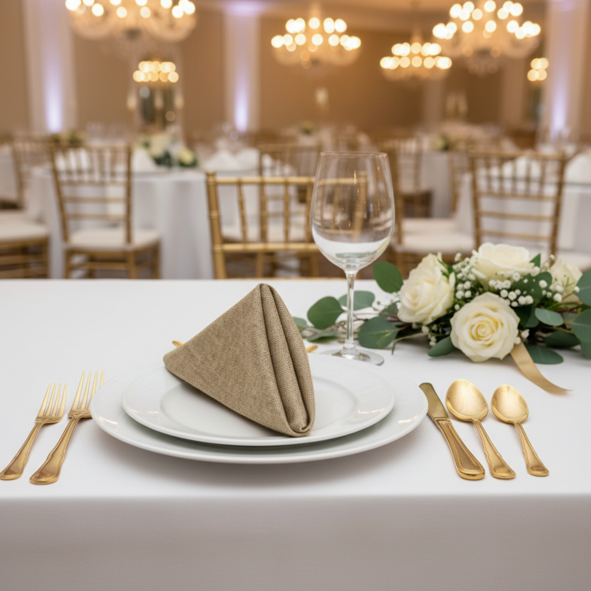 Indoor Faux Burlap Napkin Natural Tan Close up
