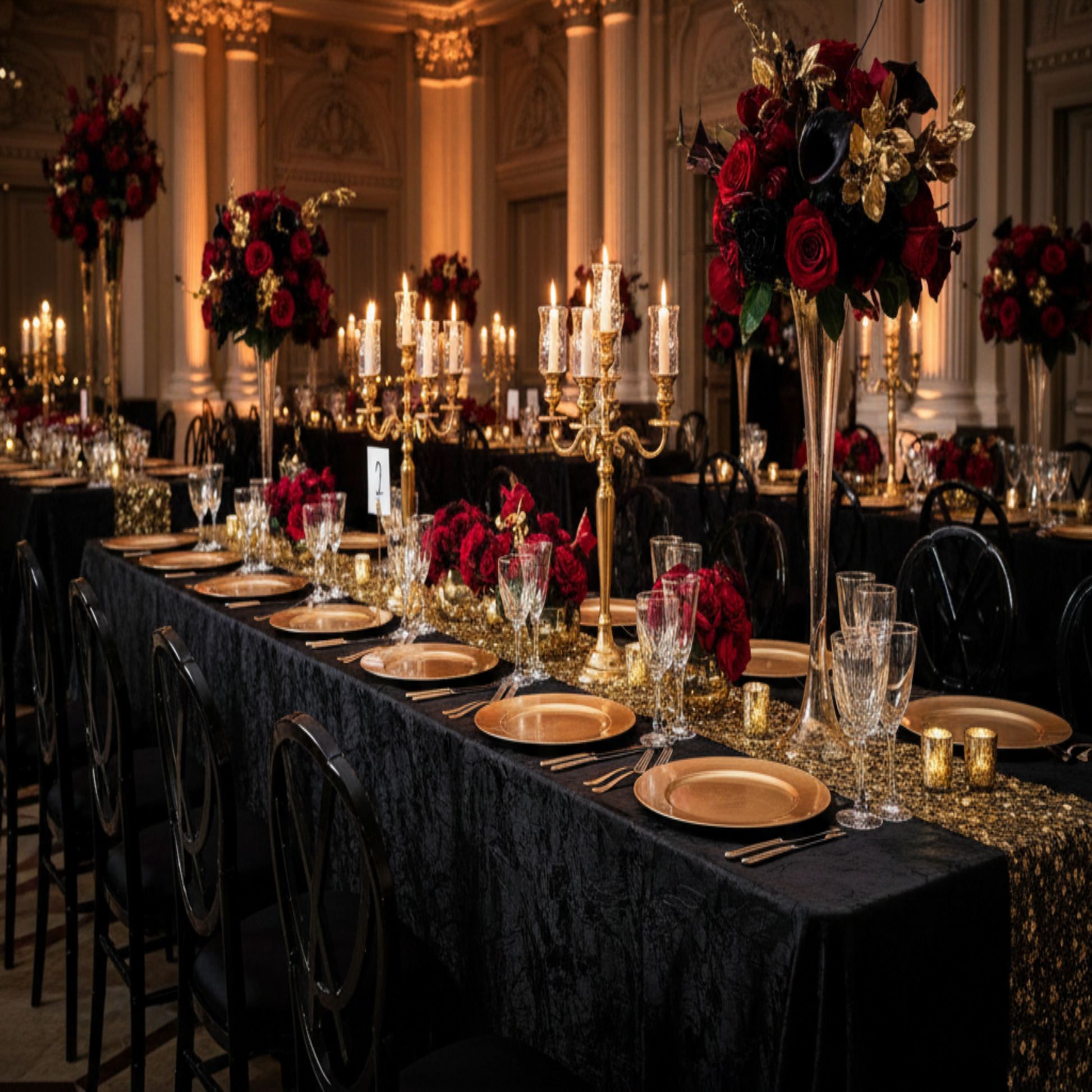 Indoor Gala Banquet Black Crushed Taffeta 90" x 156" Rectangular Tablecloth 