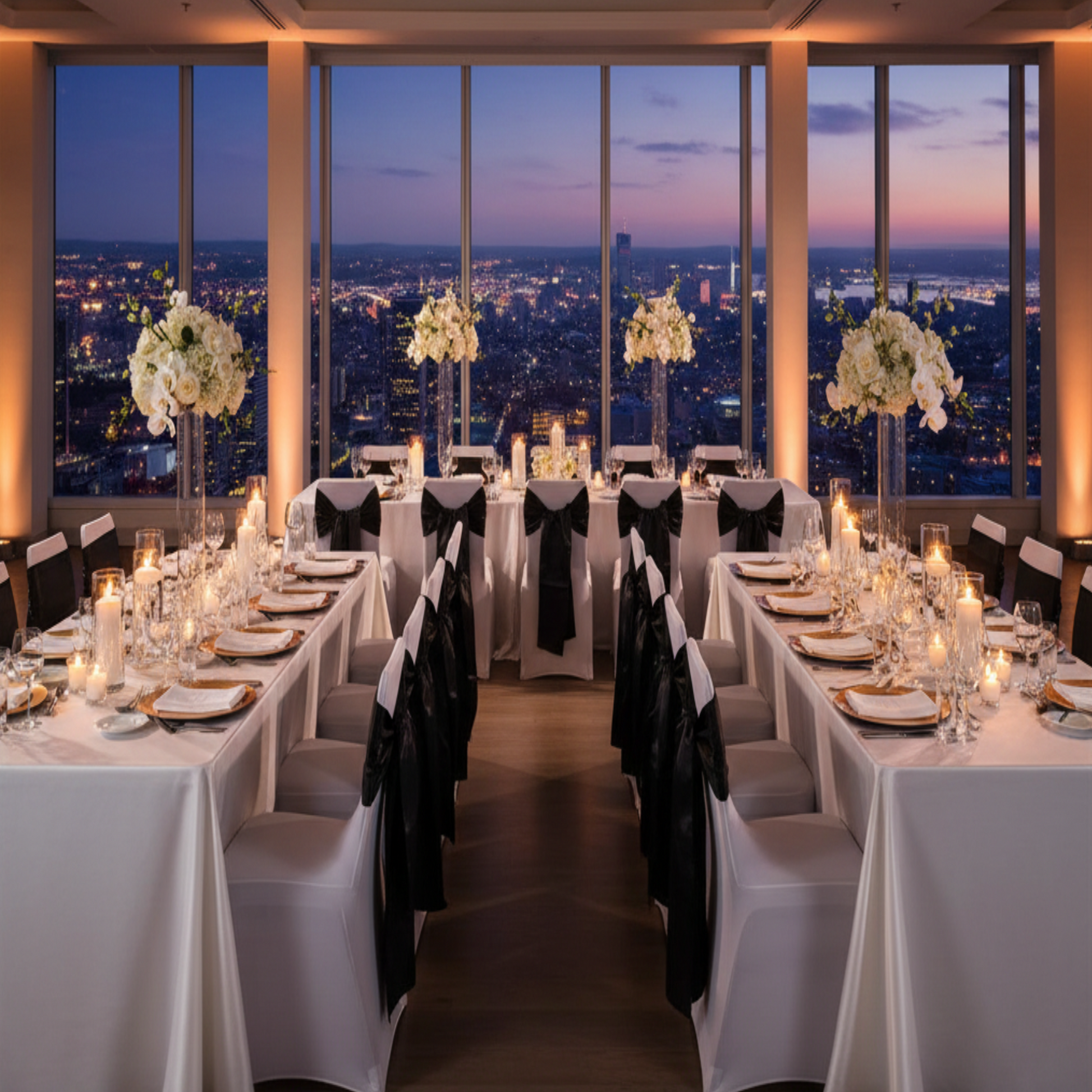 Indoor Gala Dinner Black Wide Satin Chair Sash 