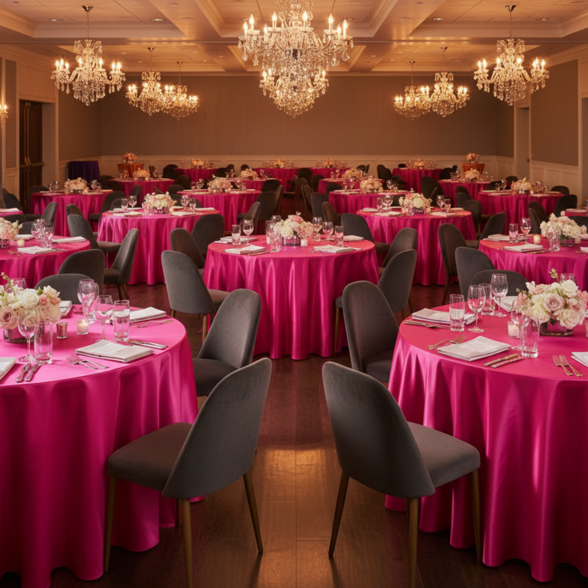 Indoor Gala - Fuchsia Satin Tablecloth