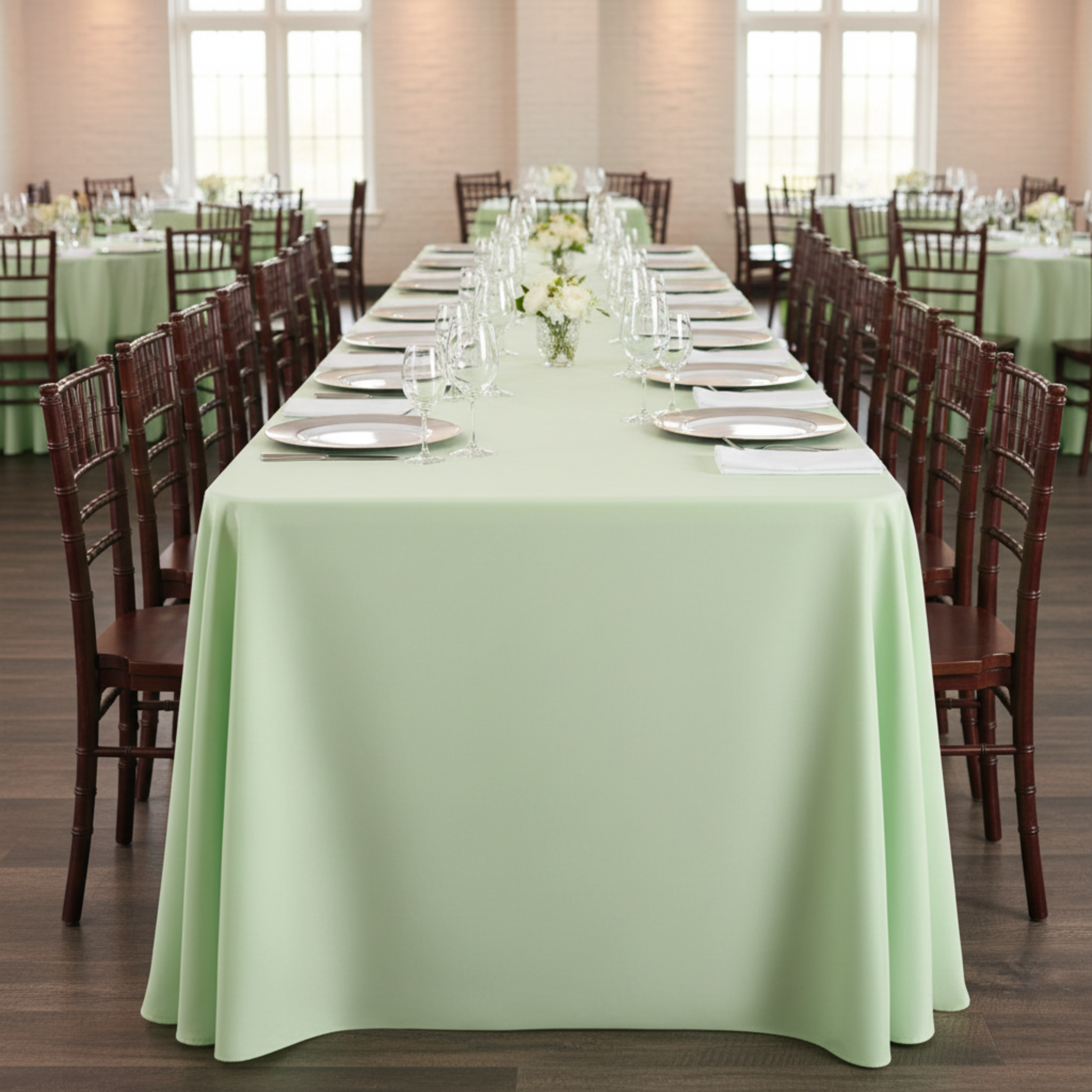 Indoor mint green tablecloth lifestyle