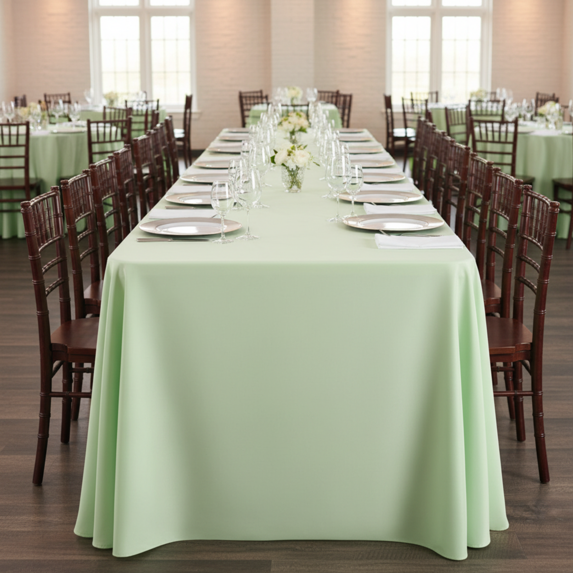Indoor mint green tablecloth lifestyle