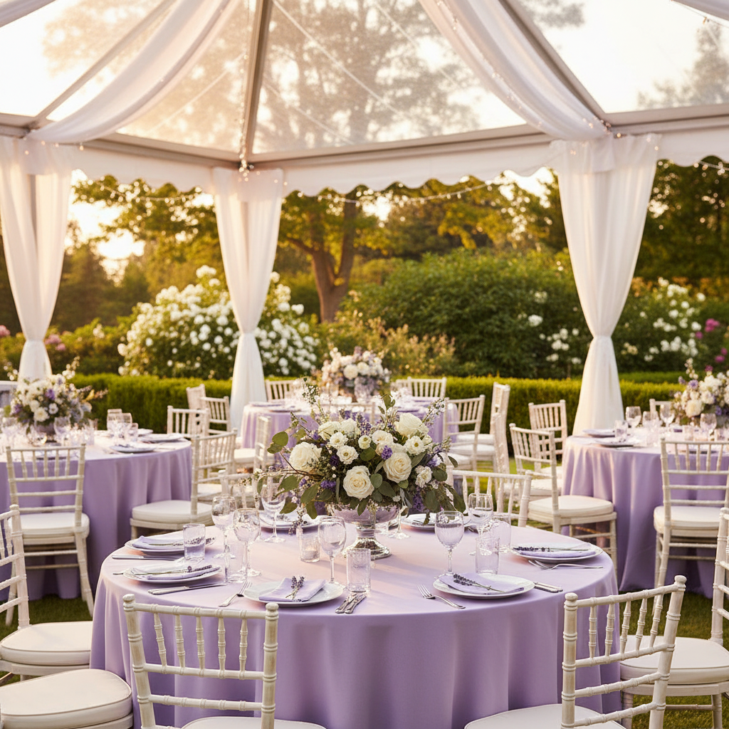 Indoor Outdoor Lavender Premium Polyester 108" Round Tablecloth 