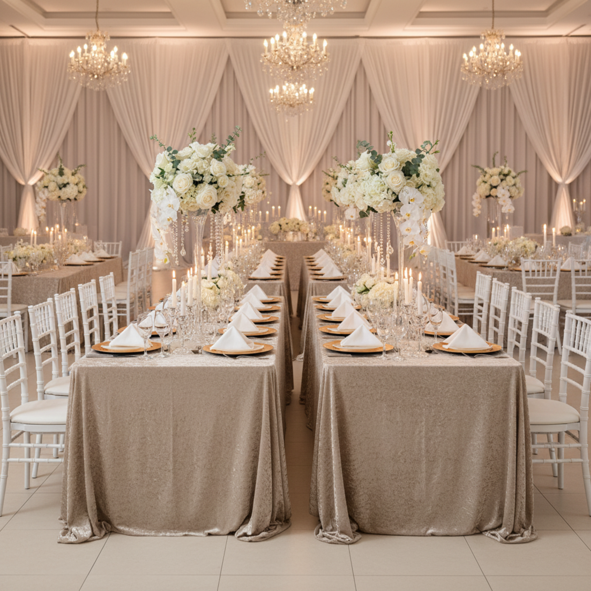 Indoor Reception – Beige 90x156 Velvet Rectangular Tablecloth