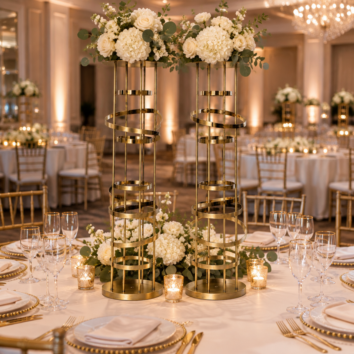 Indoor reception centerpiece scene