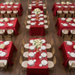 Indoor Wedding Top View – Apple Red Satin Tablecloth