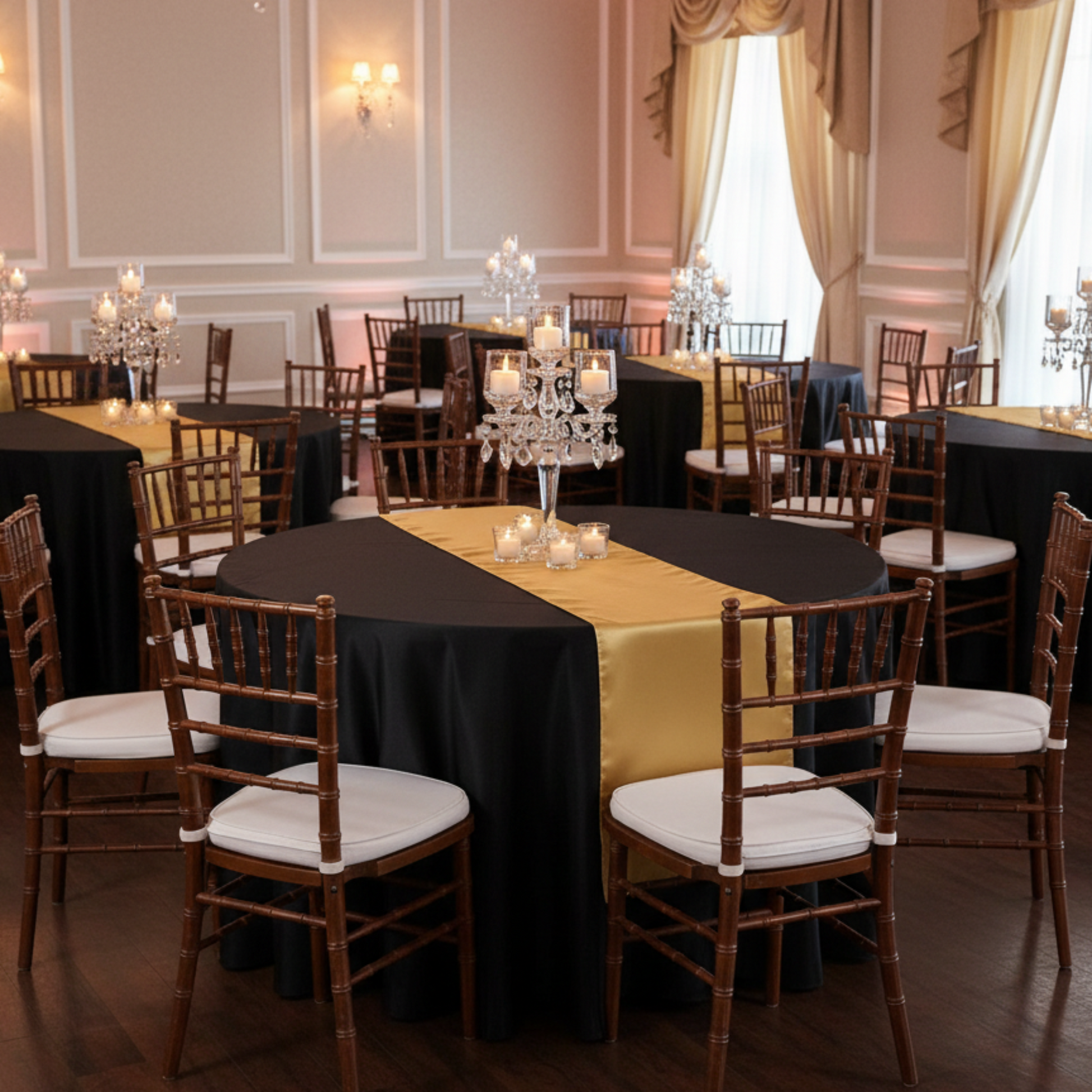 Indoor Wedding Reception - Black Satin