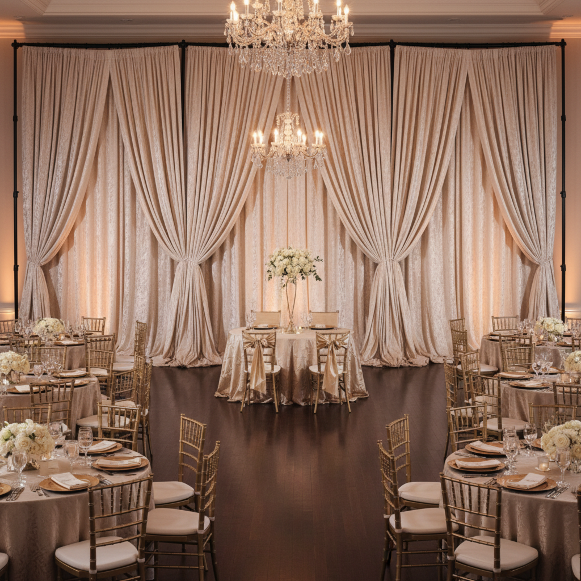 Indoor Wedding – Champagne 10ft Velvet Drape