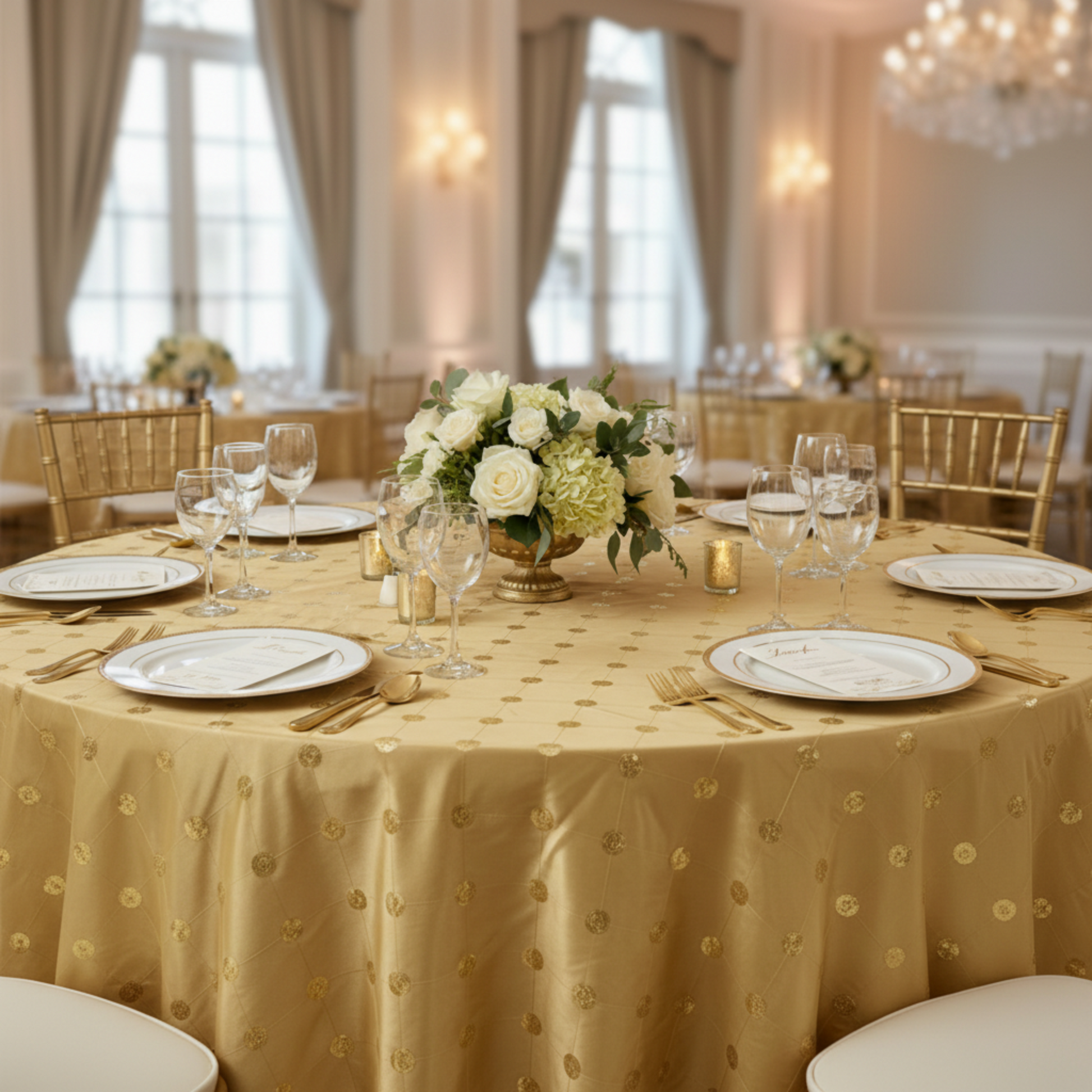 Indoor Wedding - Gold Sequin Embroidery Taffeta
