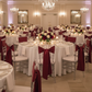 Indoor Wedding Lifestyle Burgundy Wide Satin Chair Sash 