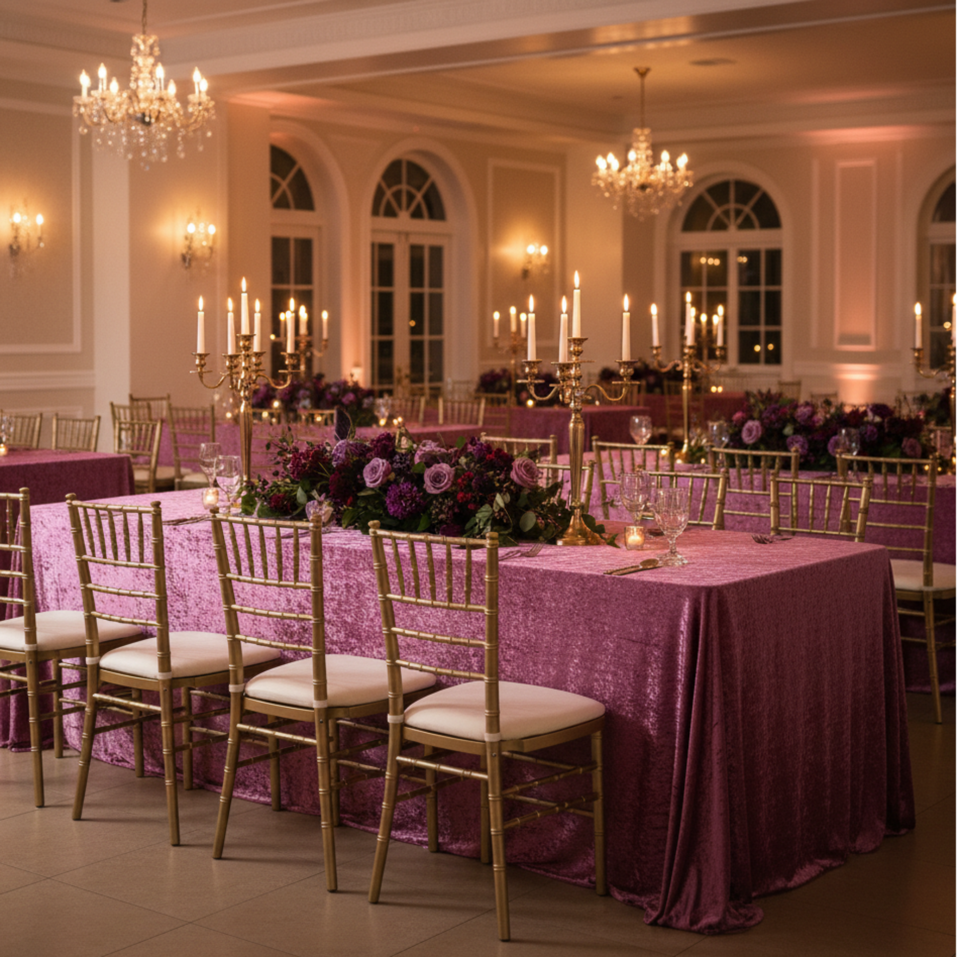 Indoor Wedding Reception - Mulberry Velvet