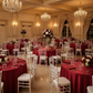 Indoor Wedding Reception- 132 Round Satin Tablecloth Burgundy