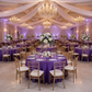 Indoor Wedding Reception - 132 Round  Purple Satin Tablecloths