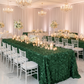 Indoor Wedding Reception – Emerald Green Leaf Petal Taffeta 8ft Tablecloth 