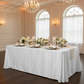 Indoor wedding reception with 90x132 Accordion Crinkle Rectangular Tablecloth