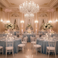 Indoor Wedding Reception – Baby Blue 120 Round Glitz Sequin Tablecloth