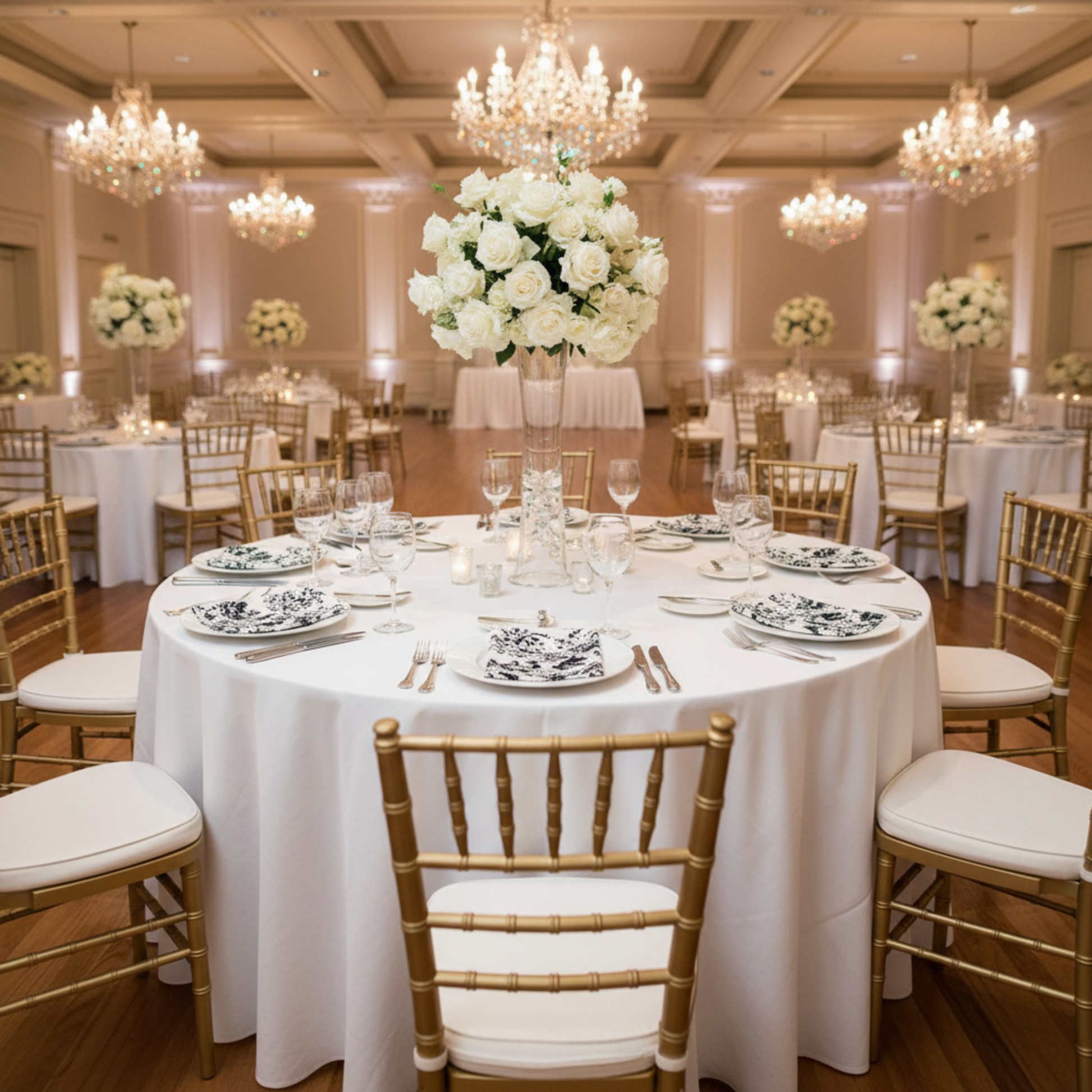 Indoor Wedding Reception – Black French Toile Napkin