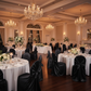 Indoor Wedding Reception wiBlack Satin Universal Self tie Chair Cover