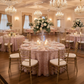 Indoor Wedding Reception - Blush/Rose Gold Sequin Vine Overlays 120" Round Tablecloth