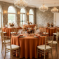 Indoor Wedding Reception – Burnt Orange 120 Round Premium Polyester Tablecloth
