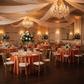 Indoor Wedding Reception- 120 Round Satin Tablecloth Burnt Orange