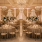 Indoor Wedding Reception - Champagne 120 Round Glitz Sequin Tablecloth