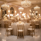Indoor Wedding Reception – Champagne Crinkle Shimmer Tablecloth